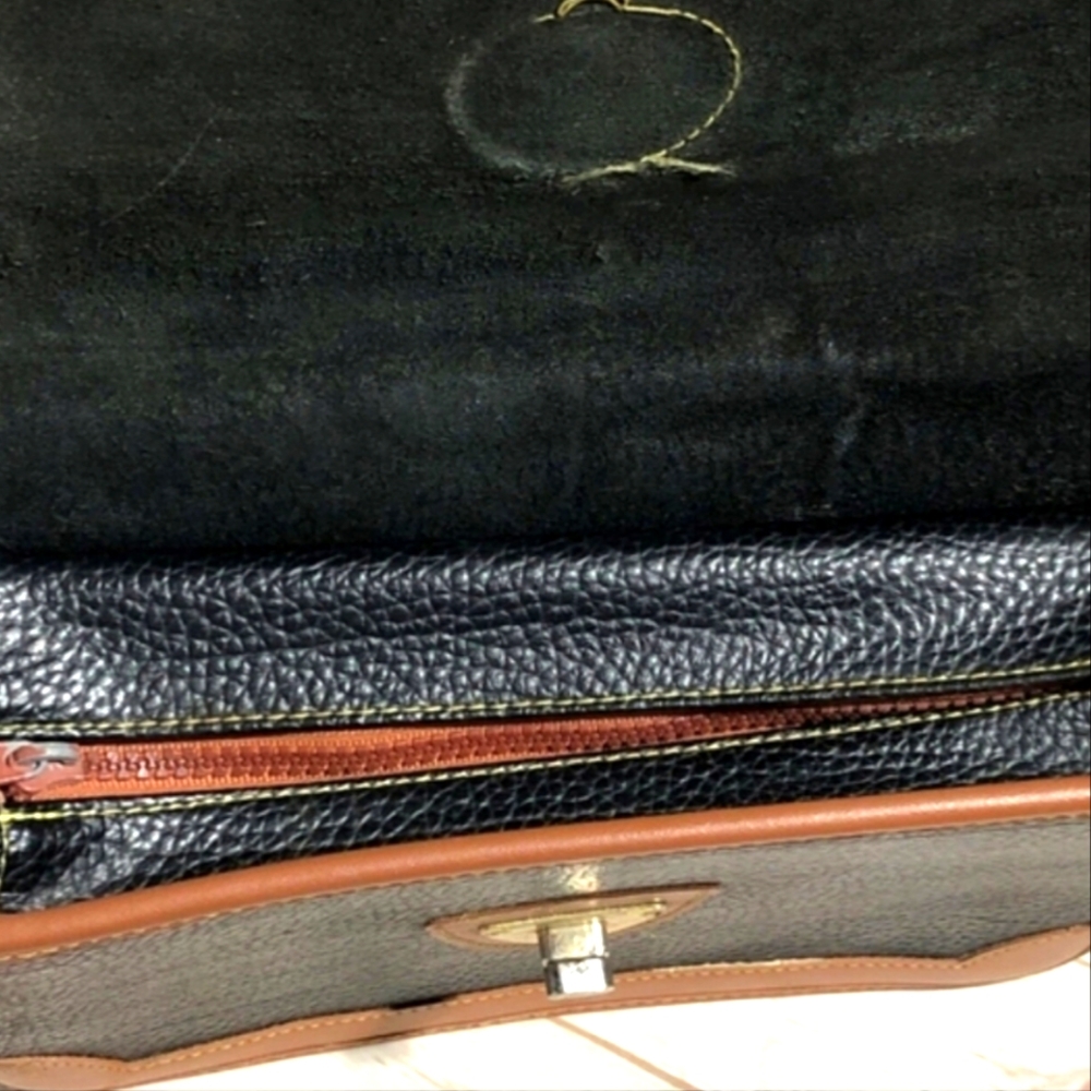 3 pc. Vintage 90s Genuine Dooney & Bourke British AWL Carrier Black Tan Trio - Picture 4 of 11